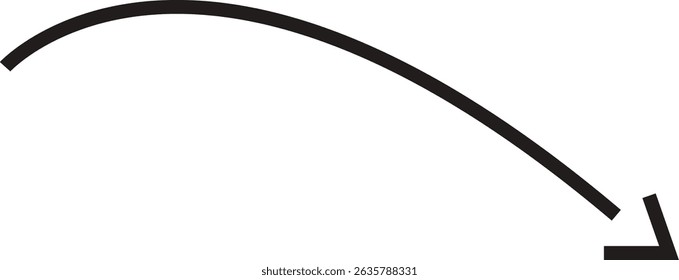 Ícone de seta. Seta de doodle de linha preta desenhada à mão, vetor de seta de curva. Desenho curvo pontilhado setas design isolado no fundo transparente. Forma de direção para Web e aplicativo.