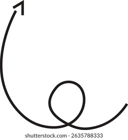 Ícone de seta. Seta de doodle de linha preta desenhada à mão, vetor de seta de curva. Desenho curvo pontilhado setas design isolado no fundo transparente. Forma de direção para Web e aplicativo.