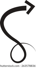 Ícone de seta. Seta de doodle de linha preta desenhada à mão, vetor de seta de curva. Desenho curvo pontilhado setas design isolado no fundo transparente. Forma de direção para Web e aplicativo.