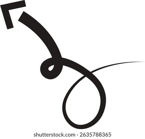 Ícone de seta. Seta de doodle de linha preta desenhada à mão, vetor de seta de curva. Desenho curvo pontilhado setas design isolado no fundo transparente. Forma de direção para Web e aplicativo.