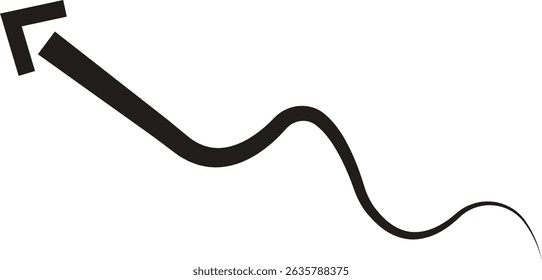 Ícone de seta. Seta de doodle de linha preta desenhada à mão, vetor de seta de curva. Desenho curvo pontilhado setas design isolado no fundo transparente. Forma de direção para Web e aplicativo.
