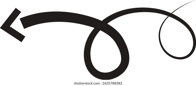 Ícone de seta. Seta de doodle de linha preta desenhada à mão, vetor de seta de curva. Desenho curvo pontilhado setas design isolado no fundo transparente. Forma de direção para Web e aplicativo.