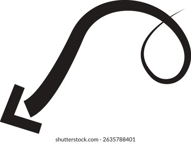 Arrow icon. Hand drawn black line doodle arrow, curve arrow vector. Sketch curved dashed arrows design isolated on transparent background. Direction shape for web and app.