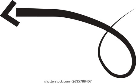 Arrow icon. Hand drawn black line doodle arrow, curve arrow vector. Sketch curved dashed arrows design isolated on transparent background. Direction shape for web and app.