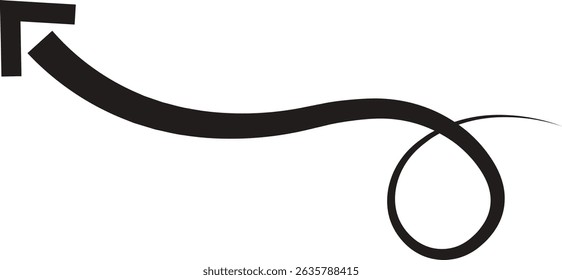Ícone de seta. Seta de doodle de linha preta desenhada à mão, vetor de seta de curva. Desenho curvo pontilhado setas design isolado no fundo transparente. Forma de direção para Web e aplicativo.