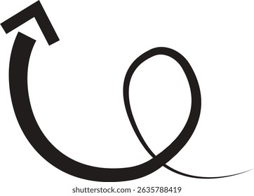 Ícone de seta. Seta de doodle de linha preta desenhada à mão, vetor de seta de curva. Desenho curvo pontilhado setas design isolado no fundo transparente. Forma de direção para Web e aplicativo.