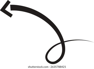 Arrow icon. Hand drawn black line doodle arrow, curve arrow vector. Sketch curved dashed arrows design isolated on transparent background. Direction shape for web and app.