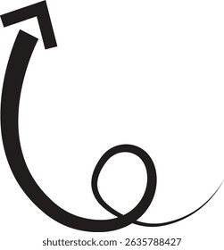 Ícone de seta. Seta de doodle de linha preta desenhada à mão, vetor de seta de curva. Desenho curvo pontilhado setas design isolado no fundo transparente. Forma de direção para Web e aplicativo.