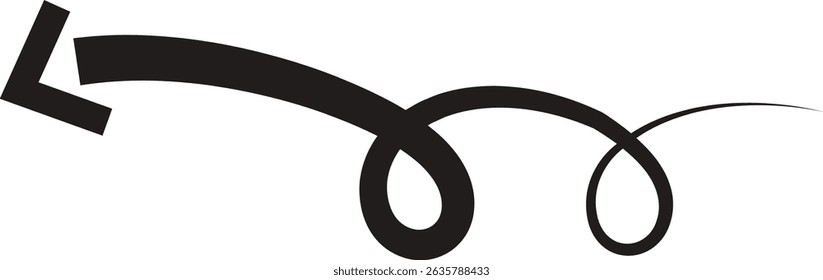 Ícone de seta. Seta de doodle de linha preta desenhada à mão, vetor de seta de curva. Desenho curvo pontilhado setas design isolado no fundo transparente. Forma de direção para Web e aplicativo.