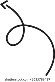 Ícone de seta. Seta de doodle de linha preta desenhada à mão, vetor de seta de curva. Desenho curvo pontilhado setas design isolado no fundo transparente. Forma de direção para Web e aplicativo.