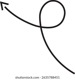 Ícone de seta. Seta de doodle de linha preta desenhada à mão, vetor de seta de curva. Desenho curvo pontilhado setas design isolado no fundo transparente. Forma de direção para Web e aplicativo.
