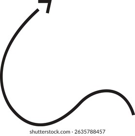 Arrow icon. Hand drawn black line doodle arrow, curve arrow vector. Sketch curved dashed arrows design isolated on transparent background. Direction shape for web and app.