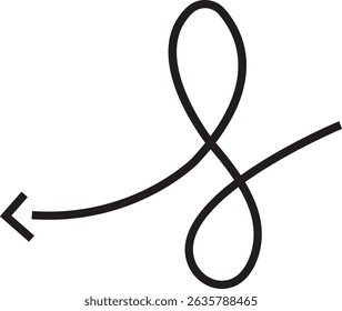 Ícone de seta. Seta de doodle de linha preta desenhada à mão, vetor de seta de curva. Desenho curvo pontilhado setas design isolado no fundo transparente. Forma de direção para Web e aplicativo.