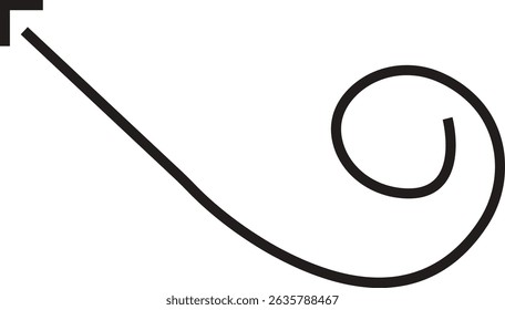 Ícone de seta. Seta de doodle de linha preta desenhada à mão, vetor de seta de curva. Desenho curvo pontilhado setas design isolado no fundo transparente. Forma de direção para Web e aplicativo.