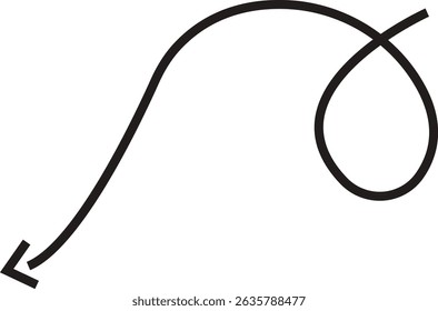 Ícone de seta. Seta de doodle de linha preta desenhada à mão, vetor de seta de curva. Desenho curvo pontilhado setas design isolado no fundo transparente. Forma de direção para Web e aplicativo.