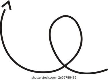 Arrow icon. Hand drawn black line doodle arrow, curve arrow vector. Sketch curved dashed arrows design isolated on transparent background. Direction shape for web and app.