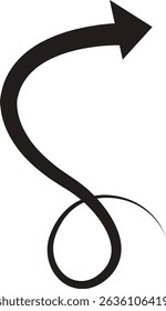 Ícone de seta. Seta de doodle de linha preta desenhada à mão, vetor de seta de curva. Desenho curvo pontilhado setas design isolado no fundo transparente. Forma de direção para Web e aplicativo.