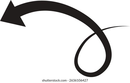 Ícone de seta. Seta de doodle de linha preta desenhada à mão, vetor de seta de curva. Desenho curvo pontilhado setas design isolado no fundo transparente. Forma de direção para Web e aplicativo.