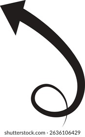 Ícone de seta. Seta de doodle de linha preta desenhada à mão, vetor de seta de curva. Desenho curvo pontilhado setas design isolado no fundo transparente. Forma de direção para Web e aplicativo.
