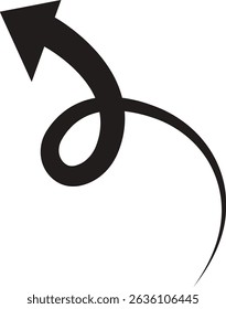 Arrow icon. Hand drawn black line doodle arrow, curve arrow vector. Sketch curved dashed arrows design isolated on transparent background. Direction shape for web and app.