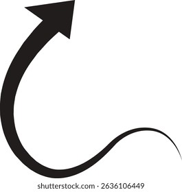 Arrow icon. Hand drawn black line doodle arrow, curve arrow vector. Sketch curved dashed arrows design isolated on transparent background. Direction shape for web and app.