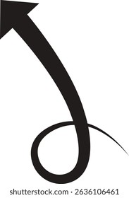 Ícone de seta. Seta de doodle de linha preta desenhada à mão, vetor de seta de curva. Desenho curvo pontilhado setas design isolado no fundo transparente. Forma de direção para Web e aplicativo.