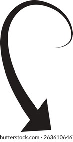 Ícone de seta. Seta de doodle de linha preta desenhada à mão, vetor de seta de curva. Desenho curvo pontilhado setas design isolado no fundo transparente. Forma de direção para Web e aplicativo.