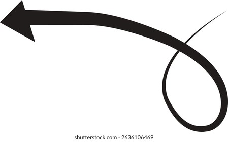 Arrow icon. Hand drawn black line doodle arrow, curve arrow vector. Sketch curved dashed arrows design isolated on transparent background. Direction shape for web and app.