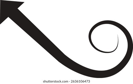 Arrow icon. Hand drawn black line doodle arrow, curve arrow vector. Sketch curved dashed arrows design isolated on transparent background. Direction shape for web and app.