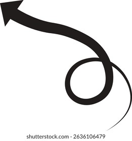 Arrow icon. Hand drawn black line doodle arrow, curve arrow vector. Sketch curved dashed arrows design isolated on transparent background. Direction shape for web and app.