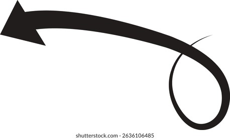 Arrow icon. Hand drawn black line doodle arrow, curve arrow vector. Sketch curved dashed arrows design isolated on transparent background. Direction shape for web and app.