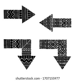 Arrow icon. Hand drawn set of black isolated vector icon. Vector arrows collection.