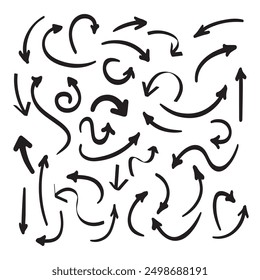Icono de flecha en estilo dibujado a mano Ilustración vectorial de doodle hecho a mano sobre fondo aislado