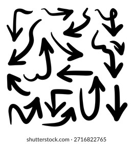 Icono de flecha en estilo dibujado a mano. Concepto de negocio de signo de puntero de cursor