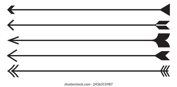 arrow icon. Horizontal long straight arrow signs. position symbol and double arrow icon  Black pointer, direction, isolated on white background.