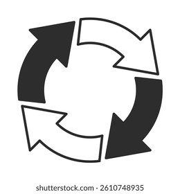 Arrow icon illustration representing rotation or recycling