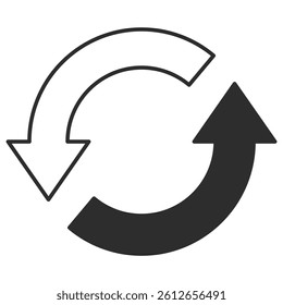 Arrow icon illustration representing rotation or recycling