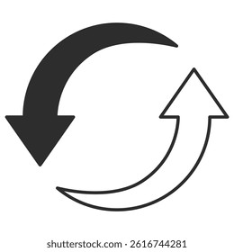 Arrow icon illustration representing rotation or recycling
