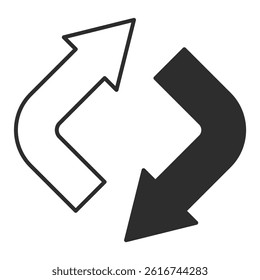 Arrow icon illustration representing rotation or recycling