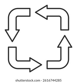 Arrow icon illustration representing rotation or recycling