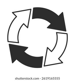 Arrow icon illustration representing rotation or recycling