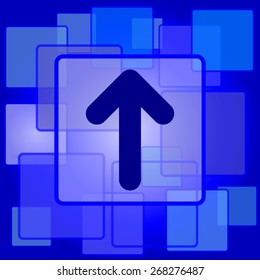 Up arrow icon. Internet button on abstract background. 