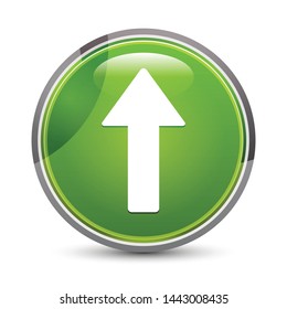 Up arrow icon isolated on elegant green round button vector illustration