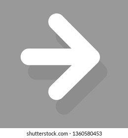 Arrow icon isolated on gray background. Trendy arrow icon in flat style for web site. Creative white arrow right direction. Template for app and ui. Vector illustration