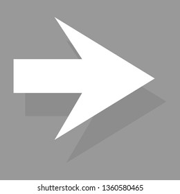 Arrow icon isolated on gray background. Trendy arrow icon in flat style for web site. Creative white arrow right direction. Template for app and ui. Vector illustration