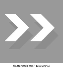 Arrow icon isolated on gray background. Trendy arrow icon in flat style for web site. Creative white arrow right direction. Template for app and ui. Vector illustration
