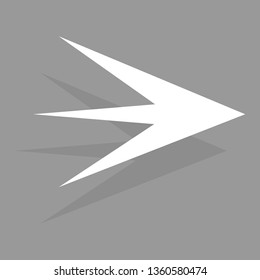Arrow icon isolated on gray background. Trendy arrow icon in flat style for web site. Creative white arrow right direction. Template for app and ui. Vector illustration