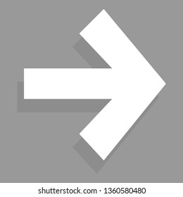 Arrow icon isolated on gray background. Trendy arrow icon in flat style for web site. Creative white arrow right direction. Template for app and ui. Vector illustration