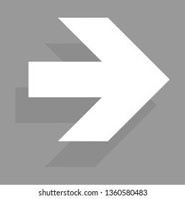 Arrow icon isolated on gray background. Trendy arrow icon in flat style for web site. Creative white arrow right direction. Template for app and ui. Vector illustration