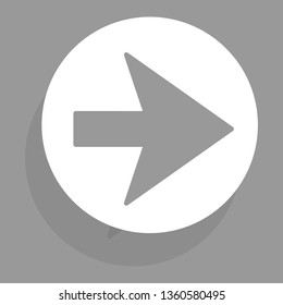 Arrow icon isolated on gray background. Trendy arrow icon in flat style for web site. Creative white arrow right direction. Template for app and ui. Vector illustration